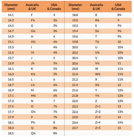 Fila size top chart women's