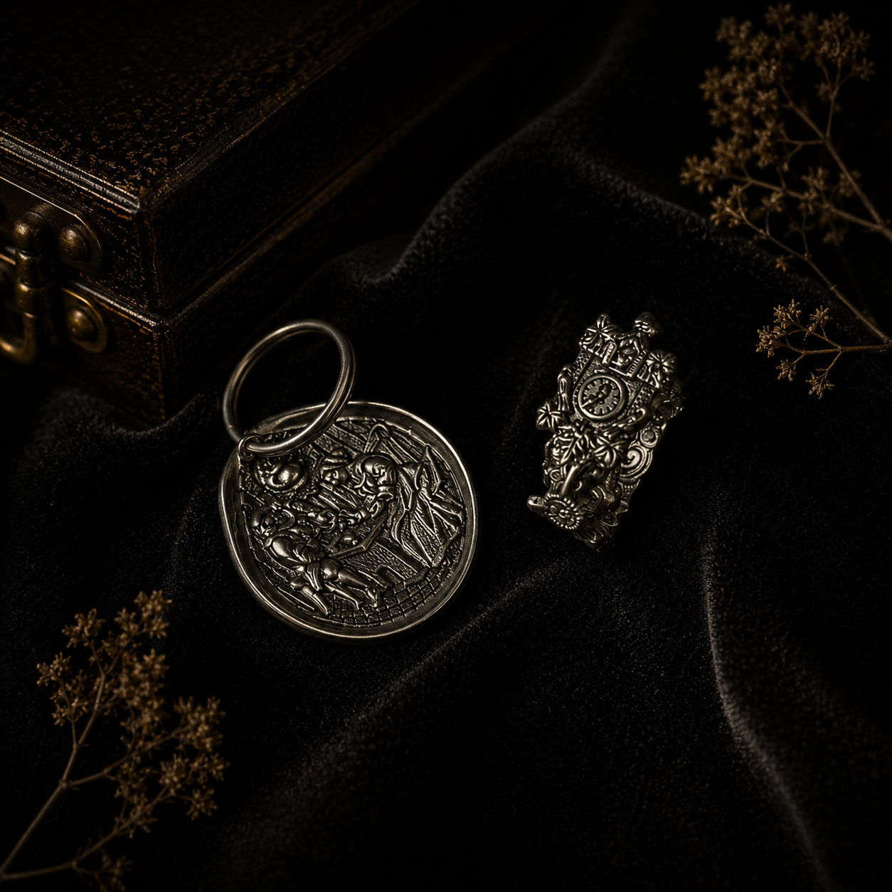 Vintage Silver Mystery Ring With Pendant