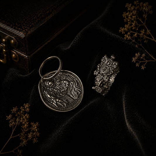 Vintage Silver Mystery Ring With Pendant