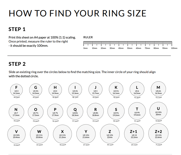 Ring Sizing Chart + How to Measure